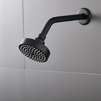 Cabezal de ducha redondo de alta presión - Duradero, fácil de limpiar, montado en la pared, gran flujo de agua, acabado en metal negro, actualización esencial del baño para uso doméstico, accesorios de ducha, accesorios de baño