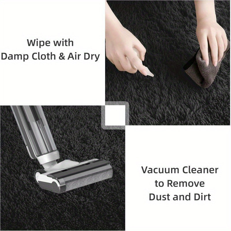 Alfombra de peluche de lujo, súper suave y gruesa, en gris elegante con detalles en negro, ideal para decoración de dormitorio y sala, fácil cuidado en poliéster, alfombras para sala tamaño grande