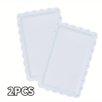 2 piezas de bandeja de plástico para exhibición, bandeja para frutas y alimentos, soporte para pasteles estilo europeo, platos rectangulares, platos para cupcakes y bocadillos, bandeja para frutos secos, bandejas para fiestas de cumpleaños y bodas, sumin