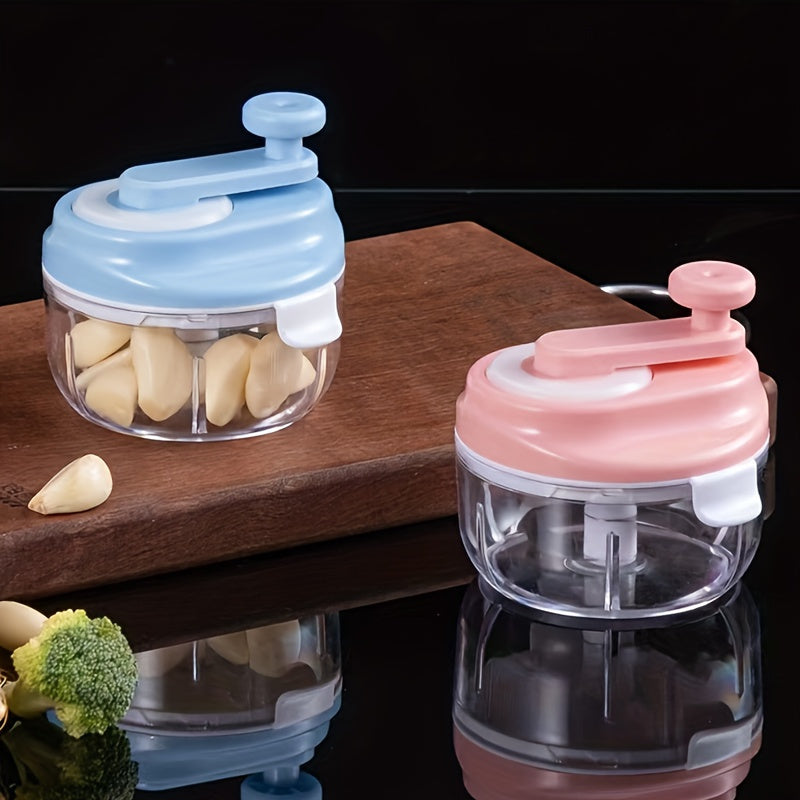 1pc Kitchencraft Molinillo de ajo multifuncional manual - Mezclador de condimentos de plástico sin carga con manija giratoria para preparación fácil de alimentos