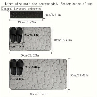 Alfombra de baño con relieve de adoquín - Antideslizante, absorbente, para baño, cocina, lavandería y decoración de dormitorio