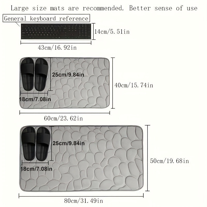 Alfombra de baño con relieve de adoquín - Antideslizante, absorbente, para baño, cocina, lavandería y decoración de dormitorio