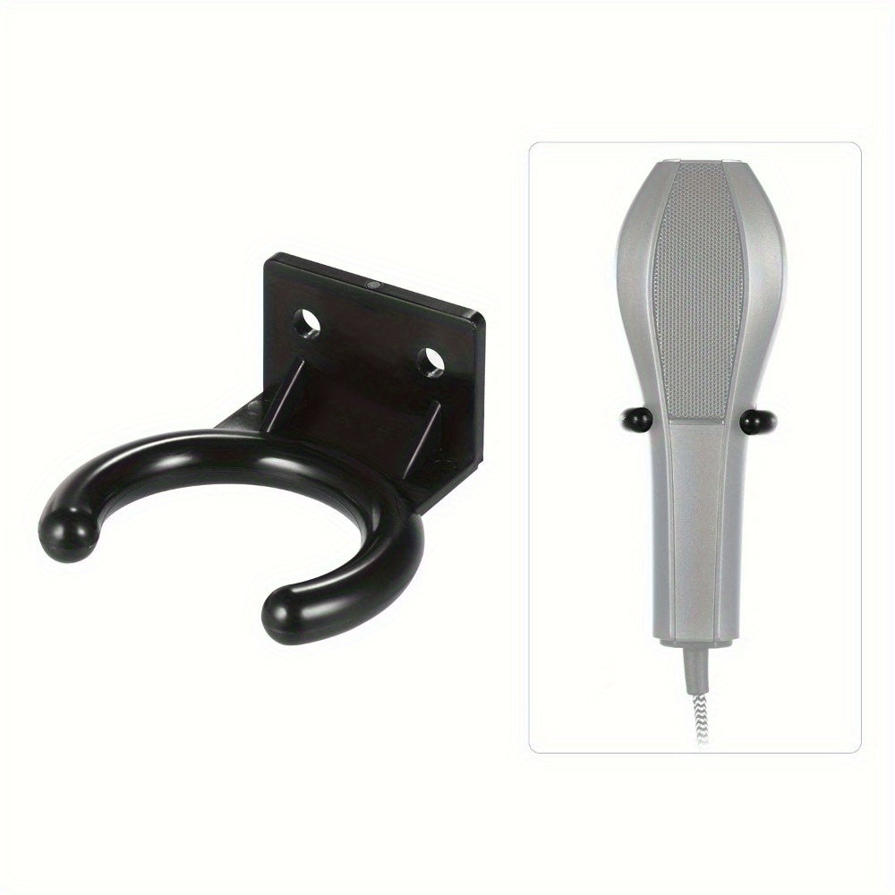 Soporte de micrófono mural durable de 1 pieza, gancho universal de micrófono, construcción de plástico resistente, organizador de equipo de audio ahorrador de espacio - Negro