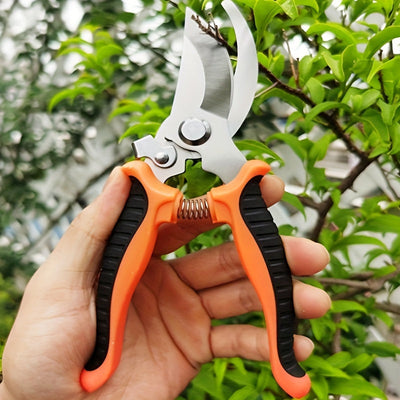 2/1pieza Tijeras de poda ergonómicas de acero inoxidable para jardinería y cuidado de césped - Mango antideslizante, cortadora de ramas duradera, mecanismo de resorte cómodo. Diseño ergonómico, construcción sólida, ideal para poda precisa y cuidado de cé