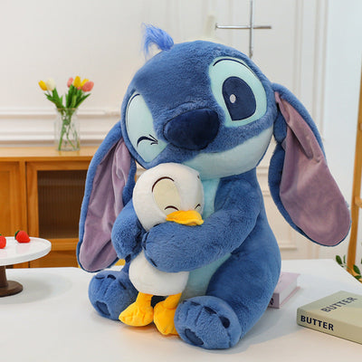Muñeco de Peluche de Stitch de Disney con Patito - Muñeca Azul de Dibujos Animados Linda, Kawaii para Decoración, Adorno para el Coche, Regalo Ideal para Cumpleaños, Navidad, Halloween, Pascua