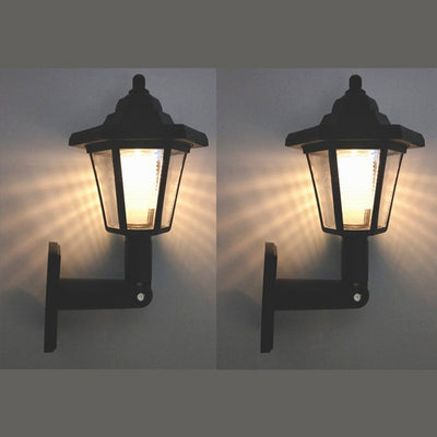 2 luces solares hexagonales para exterior, lámpara de pared LED solar, farol retro, decoración de jardín, luz solar para calle