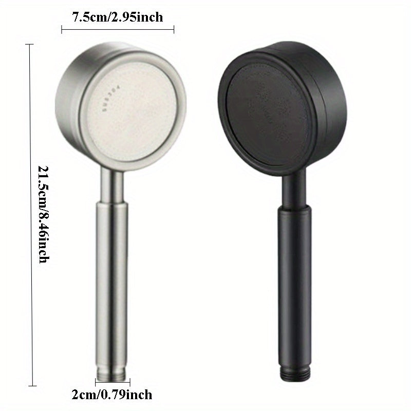 Set de ducha de acero inoxidable, boquilla de ducha de alta presión de mano a prueba de óxido 304 con montaje de inserción, forma redonda, filtro lavable incorporado, conector universal G1/2 - Accesorios de ducha para baño