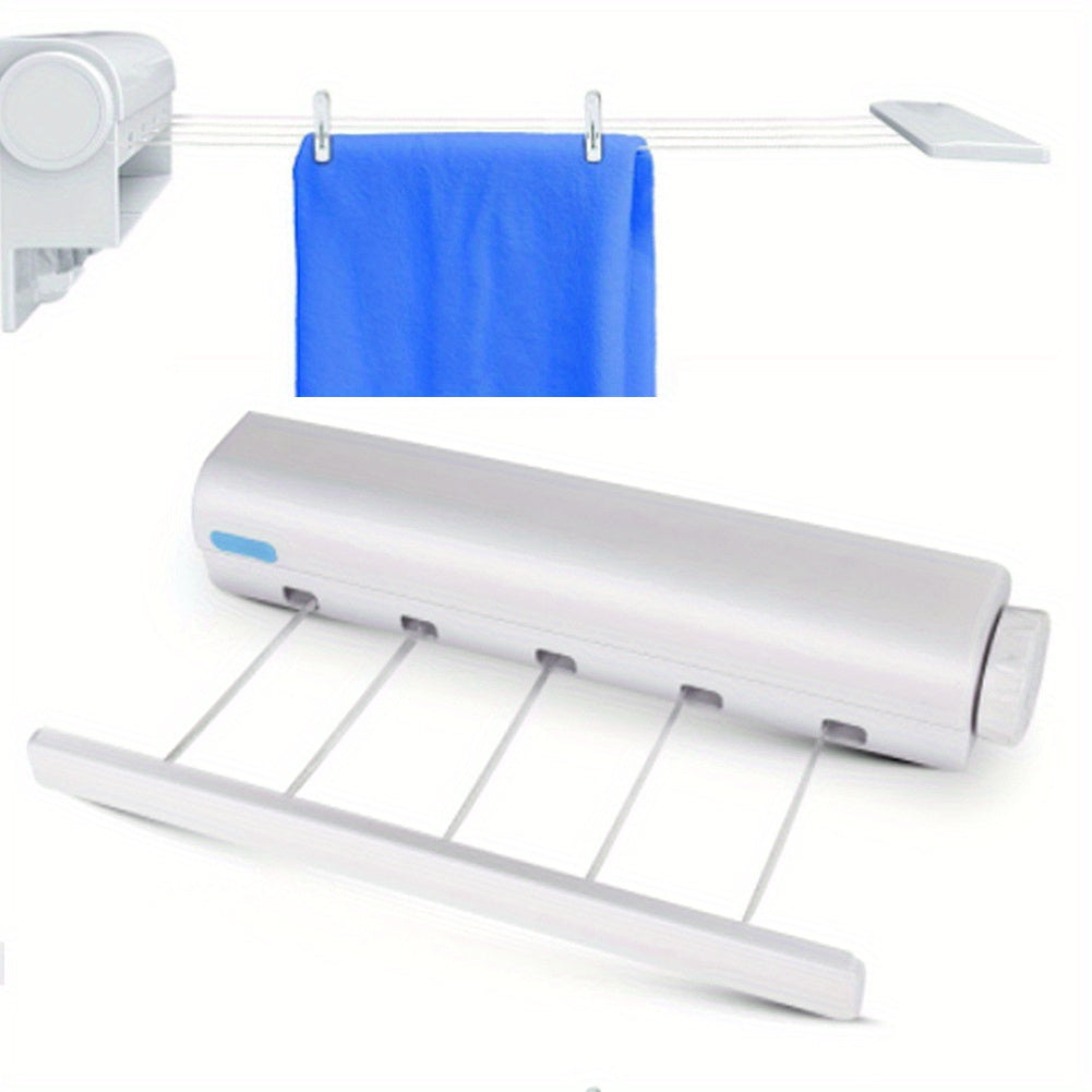 Tendedero retráctil para interiores, montaje en pared, ahorra espacio, secador de ropa invisible para baño, material plástico