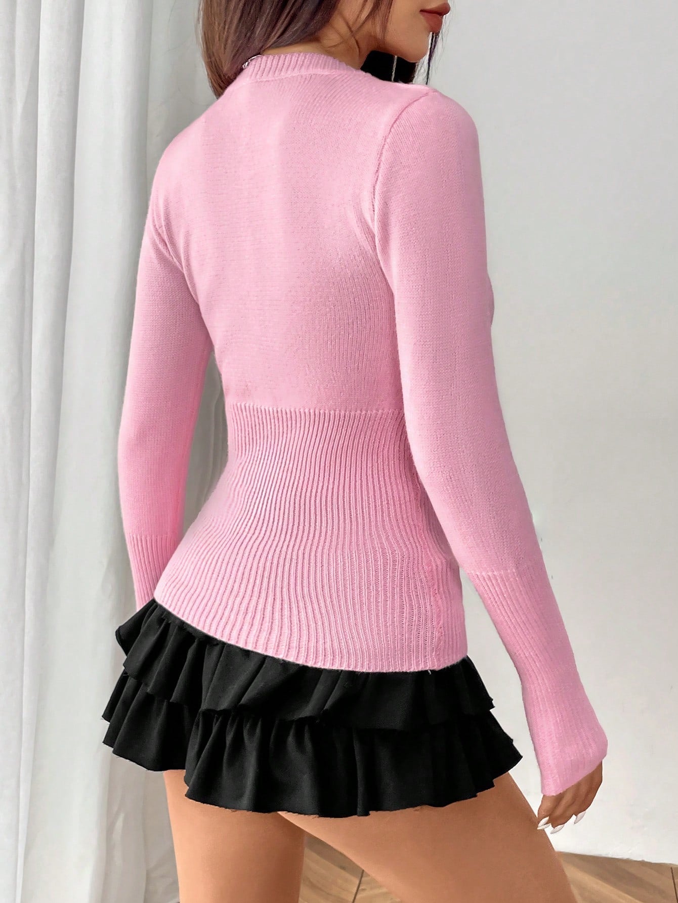 Moosta chaqueta de punto de estilo casual y versatil de color liso para otono/invierno