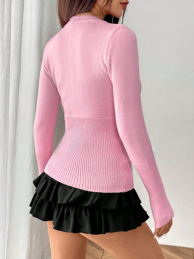 Moosta chaqueta de punto de estilo casual y versatil de color liso para otono/invierno