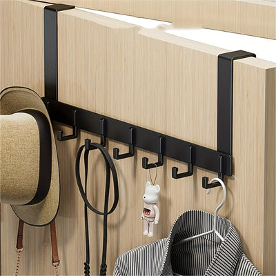 1pc Colgador de Puerta Estiloso con 6 Ganchos - Instalación Fácil Sin Taladro, Acabado Elegante, Organizador Montado en la Puerta para Entrada, Dormitorio o Armario - Soporte Multiusos Duradero, Accesorio Moderno para el Hogar, Ahorra Espacio