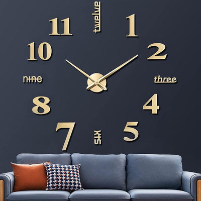 1pc Pegatina de Reloj que Brilla en la Oscuridad - Silencioso, Sin Tic-Tac, Funciona con Batería (1 AA No Incluida), Reloj Circular Acrílico con Números Mixtos y Manecillas Doradas para Sala, Dormitorio, Decoración del Hogar
