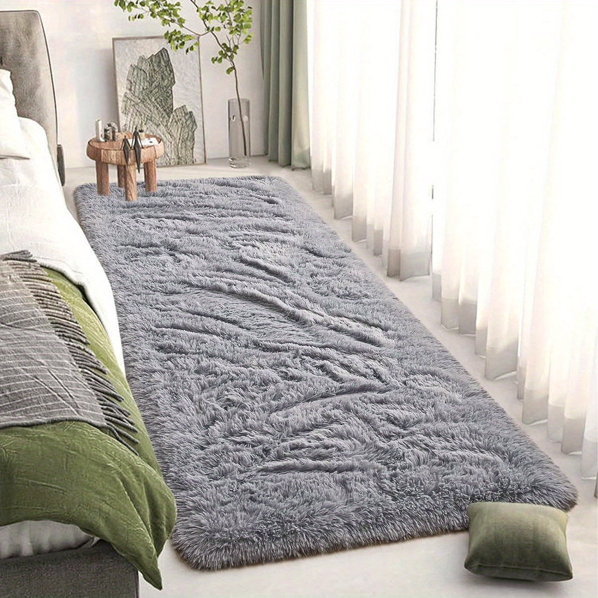 Alfombra de Terciopelo PV de Lujo para 1 Pieza, Alfombras Shaggy Acogedoras para la Sala de Estar y Decoración Festiva, Adecuadas para Salón y Dormitorio, Decoración de Hogar Boutique