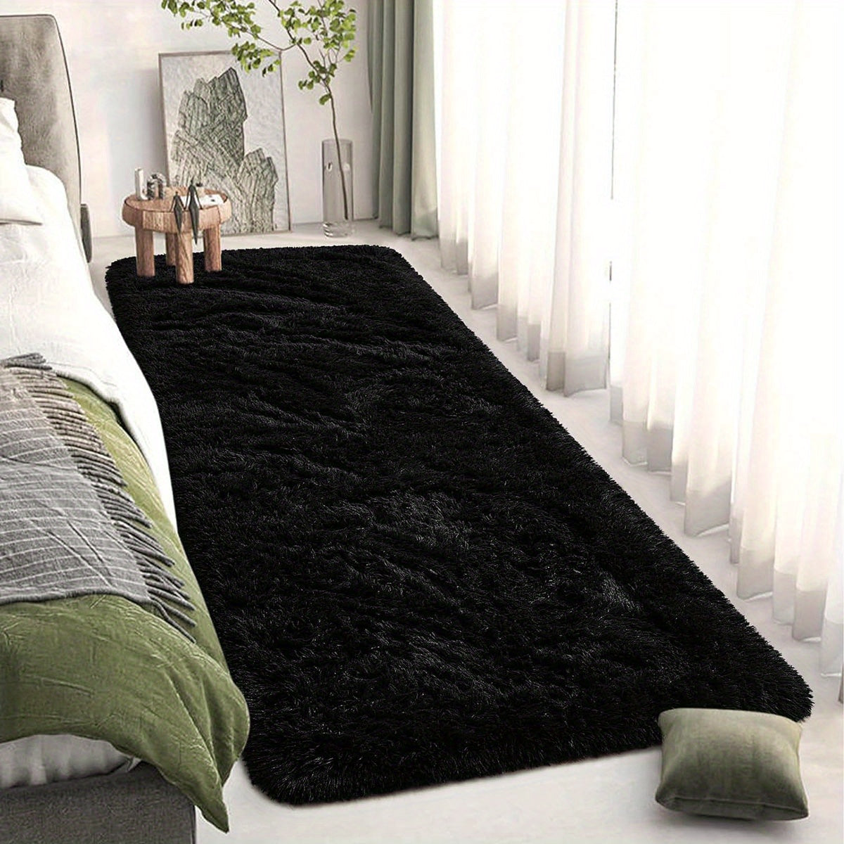 Alfombra de Terciopelo PV de Lujo para 1 Pieza, Alfombras Shaggy Acogedoras para la Sala de Estar y Decoración Festiva, Adecuadas para Salón y Dormitorio, Decoración de Hogar Boutique