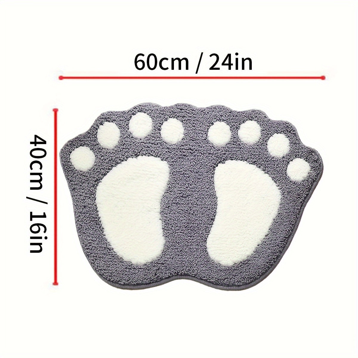 1 unidad de alfombra de baño de microfibra con huella de pata linda, alfombra antideslizante absorbente de 1,8m para baño, inodoro, ducha, cocina - Alfombra de decoración para el hogar, poliéster, lavable en máquina
