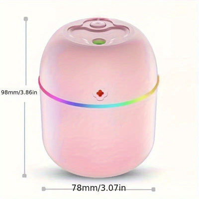 Un humidificador con alimentación USB adecuado para dormitorios, salas de estar, escritorios y automóviles, con luz ambiental, aerosol de aromaterapia y un diseño afortunado: portátil.