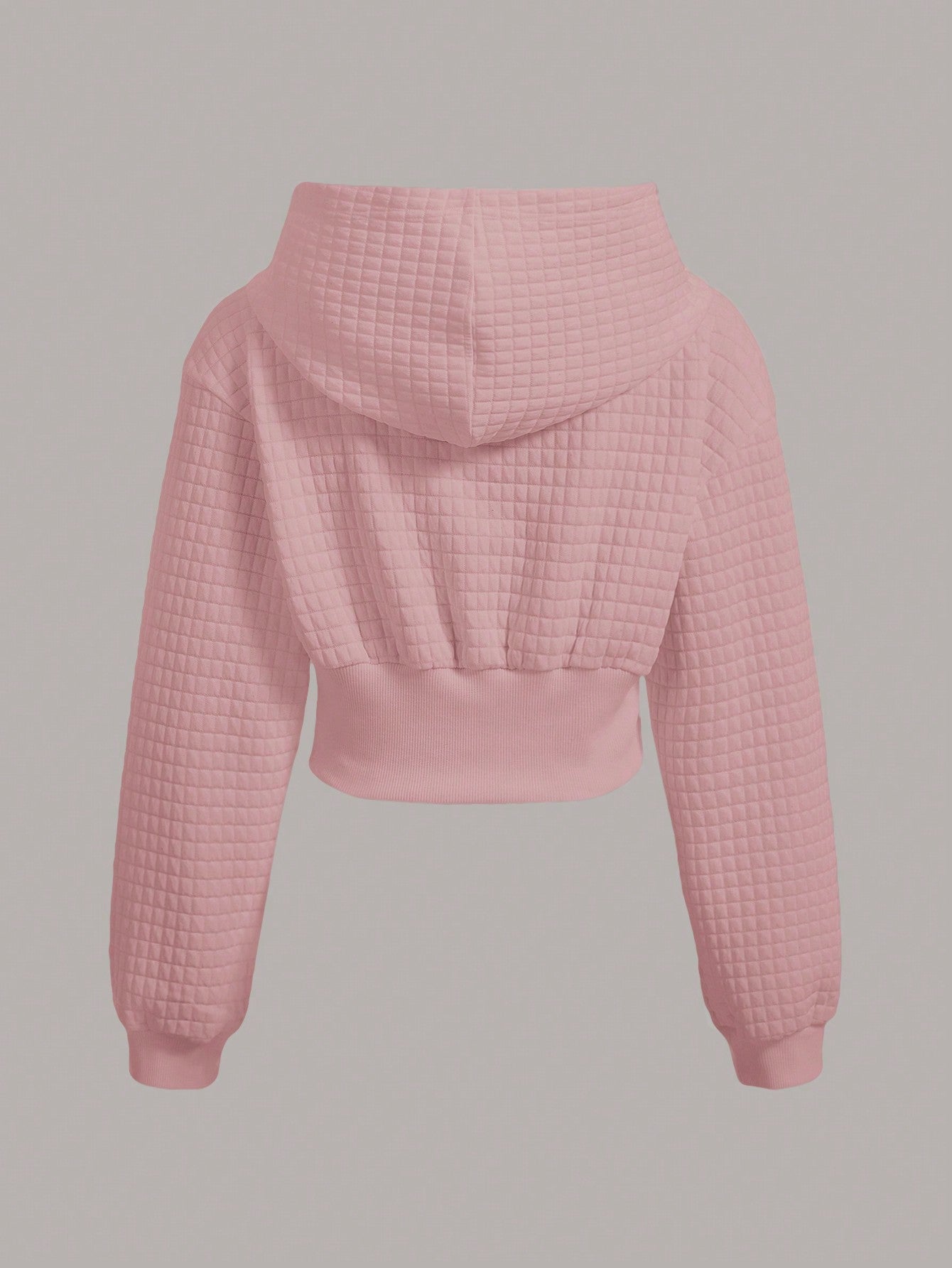 Ezwear capucha crop con slogan con parche con cordon delantero de hombros caidos