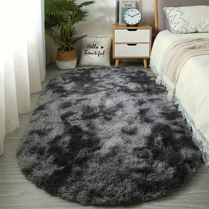 Alfombra de Área Grande Antideslizante en Gris Teñido Anudado, Alfombra Negra Teñida Anudada, Suave y Esponjosa para Sala de Estar, Dormitorio o Pasillo, Productos Decorativos Protectorios para el Lado de la Cama