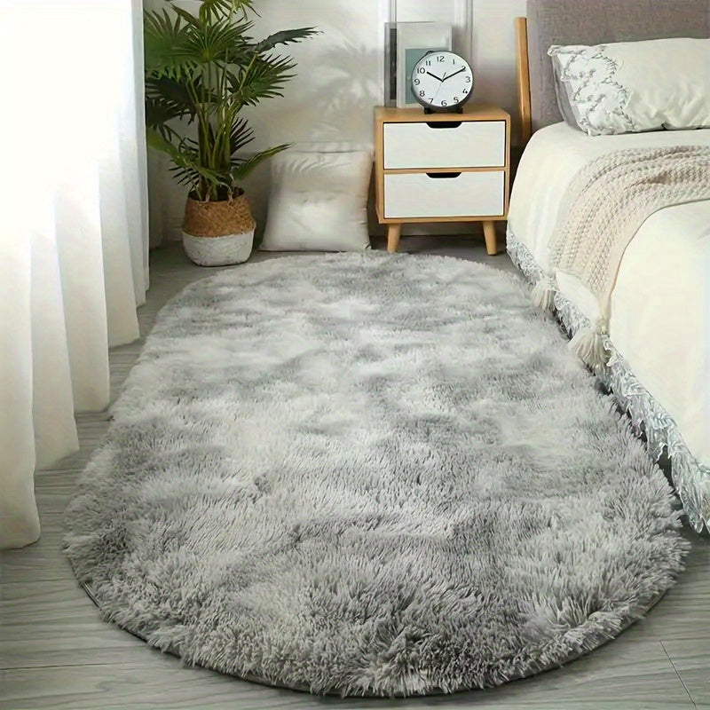 Alfombra de Área Grande Antideslizante en Gris Teñido Anudado, Alfombra Negra Teñida Anudada, Suave y Esponjosa para Sala de Estar, Dormitorio o Pasillo, Productos Decorativos Protectorios para el Lado de la Cama