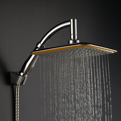 Cabezal de Ducha Ajustable de 9 Pulgadas con Boquilla de Chorro Manual - Diseño de Lluvia Cuadrada Montado en la Pared, Acabado Cromado, Material Plástico, Perfecto para Baños de Hogar y Hotel