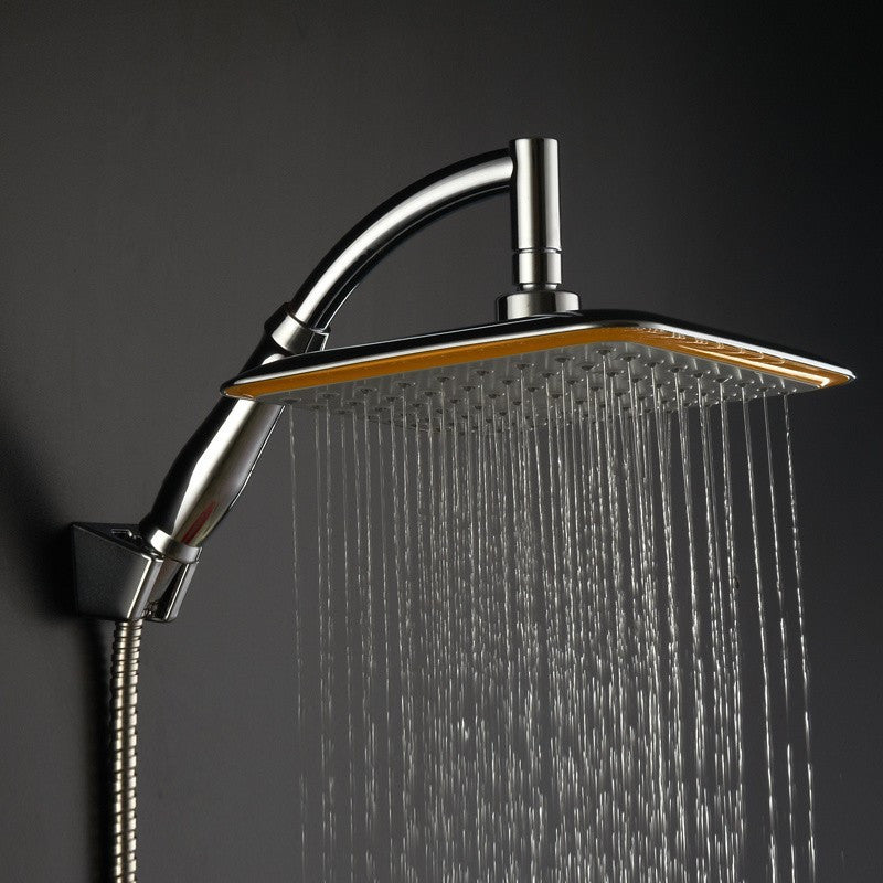 Cabezal de ducha ajustable de 9 pulgadas con boquilla de mano, diseño de lluvia cuadrada montado en pared, acabado cromado, material de plástico, ideal para baños de hogar y hoteles