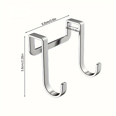 4pcs Ganchos Dobles de Acero Inoxidable - Antioxidantes, Fácil Instalación en Pared para Almacenamiento de Armarios de Cocina y Baño, Ganchos de Utilidad