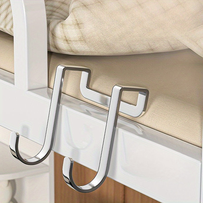 4pcs Ganchos Dobles de Acero Inoxidable - Antioxidantes, Fácil Instalación en Pared para Almacenamiento de Armarios de Cocina y Baño, Ganchos de Utilidad