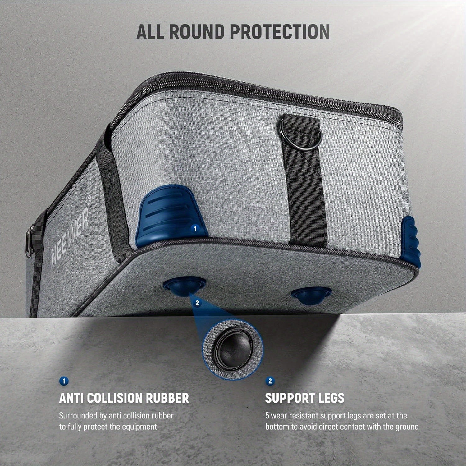 Neewer Bolsa de Transporte para Estudio con Acolchado de Espuma Móvil para Vision 4 ML300, CB60, RGB, MS60, MS150B - Funda de Viaje Duradera de Tela Oxford con Correa para el Hombro y Asa, Pies de Goma Antideslizantes y Antigolpes, Almacenamiento Portáti
