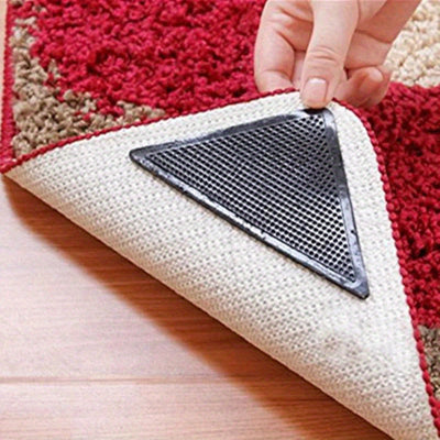 Cinta de agarre antideslizante de silicona de 8 paquetes y almohadillas para oficina, habitación, dormitorio - Pinzas de alfombra lavables reutilizables con almohadillas adhesivas para el hogar y la sala de estar