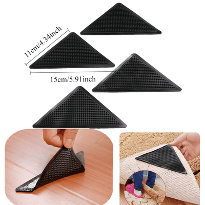 Cinta de agarre antideslizante de silicona de 8 paquetes y almohadillas para oficina, habitación, dormitorio - Pinzas de alfombra lavables reutilizables con almohadillas adhesivas para el hogar y la sala de estar