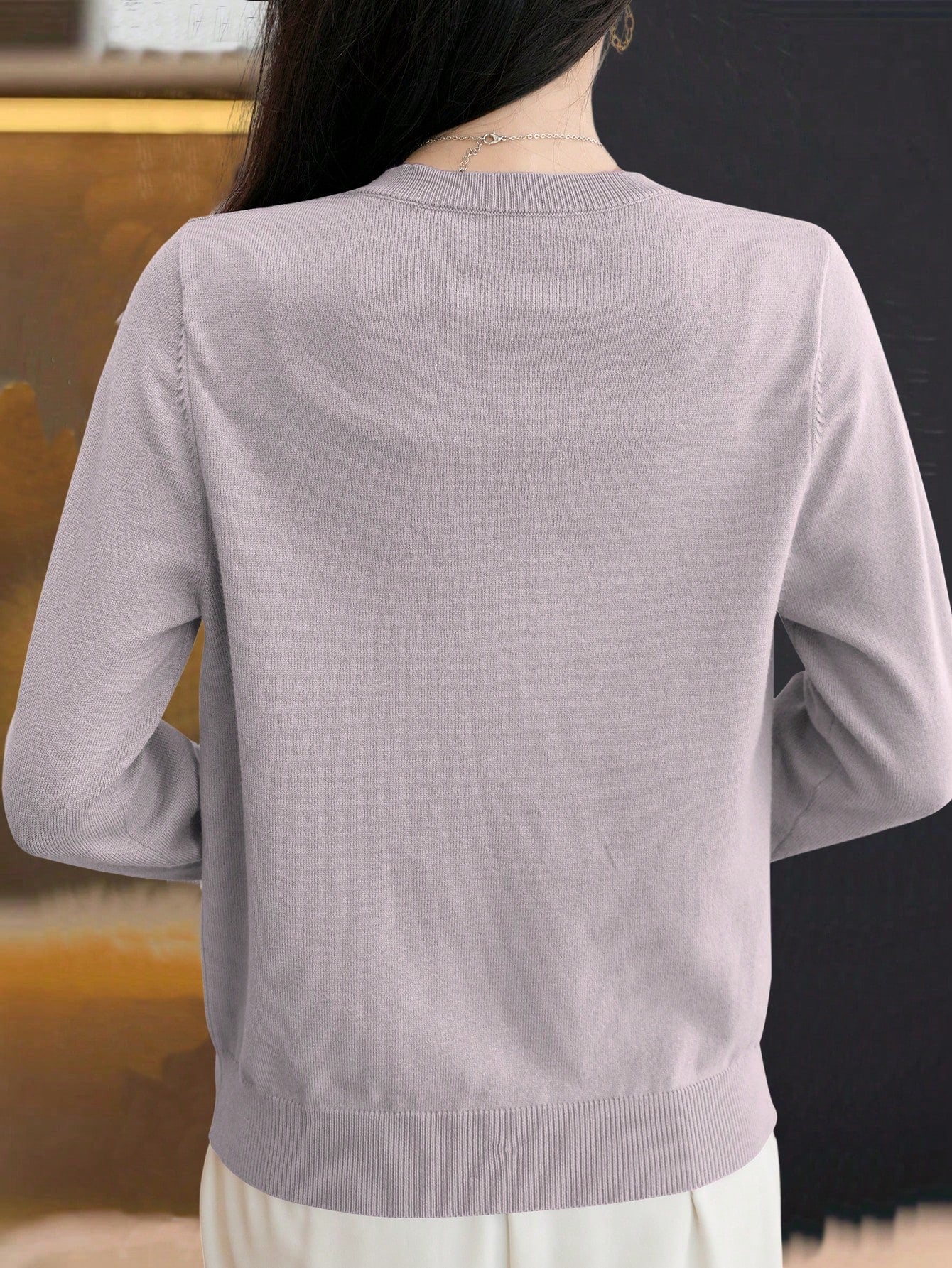 Essnce cardigan suelto y casual de mujer de un solo abotonado, de color liso, manga larga, para otono/invierno