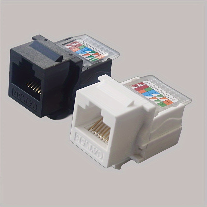 10 Piezas Adaptador de Red Ethernet CAT.5E RJ45 para Computadoras - Inteligente, Controlado por Aplicación, Sin Batería Necesaria, Conectores Negros y Blancos con Pines Codificados por Colores