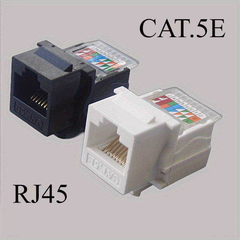 10 Piezas Adaptador de Red Ethernet CAT.5E RJ45 para Computadoras - Inteligente, Controlado por Aplicación, Sin Batería Necesaria, Conectores Negros y Blancos con Pines Codificados por Colores