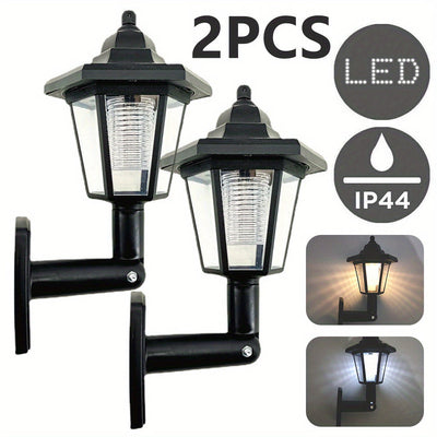 2 piezas Luces solares hexagonales al aire libre LED Sconce Led Lámpara de pared Linterna retro Jardín Decoración Farola solar de calle al aire libre