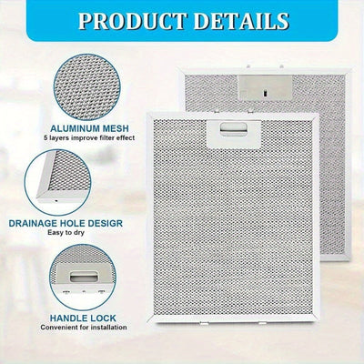 Conjunto de Filtros para Campana Extractora de Cocina 2 piezas/4 piezas - Malla Metálica Duradera con Dimensiones de 320 x 260 mm, Material de Alta Calidad para Mejorar el Flujo de Aire y Capturar Grasa, Instalación Sencilla en Todo Tipo de Estufas