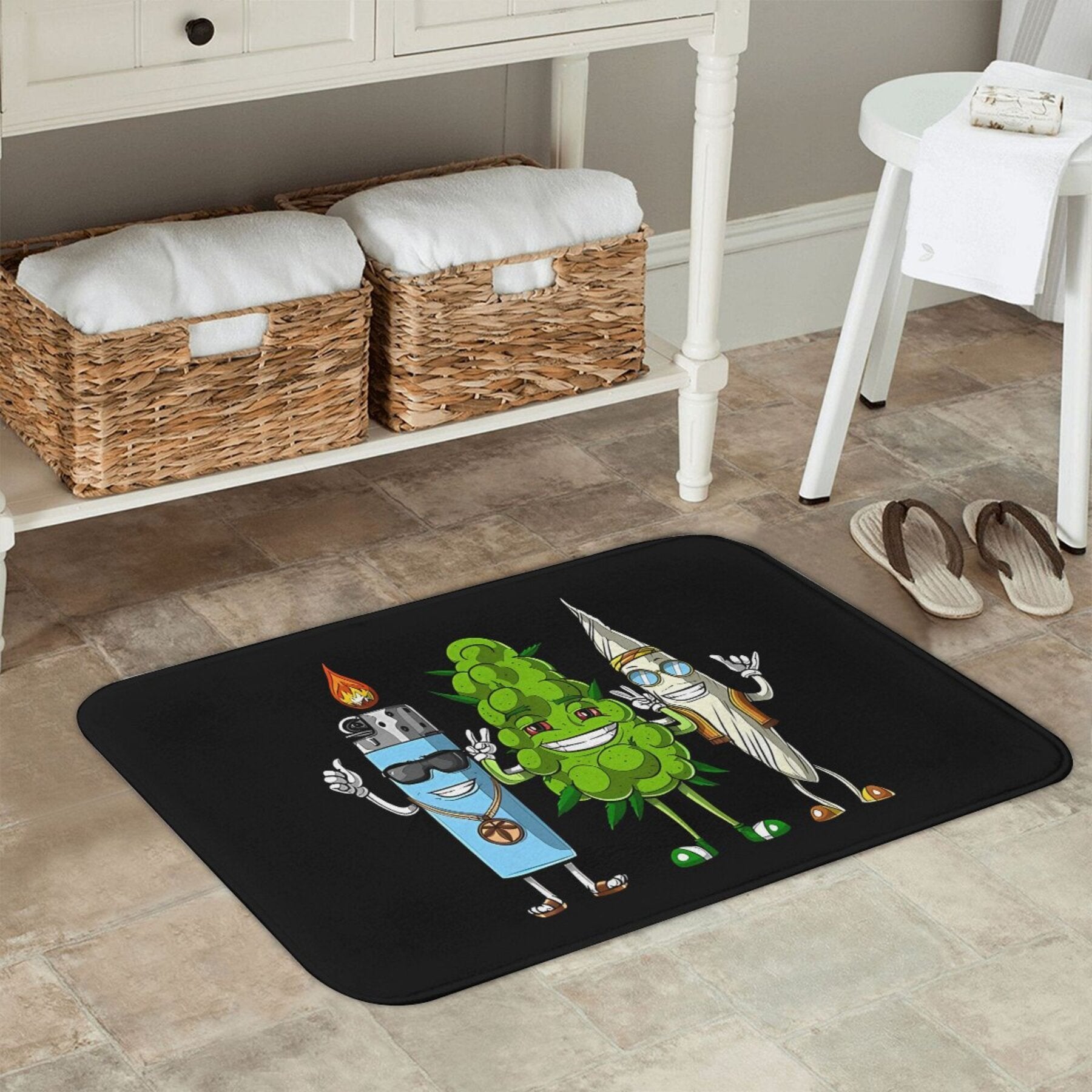 Alfombra Antideslizante de Cultura 1 pieza con Diseño de Brote, Articulación y Encendedor de Dibujos Animados - Alfombrilla Lavable a Máquina de Poliéster para Baño, Dormitorio, Entrada - Tapete Ligero para Decoración del Hogar, Accesorio Acogedor para l