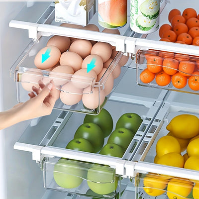 2-Unidades de Cajones de Organizador de Refrigerador Montado en Pared FreshFit - Almacenamiento de Productos Frescos y Huevos Seguros para la Frescura de la Cocina