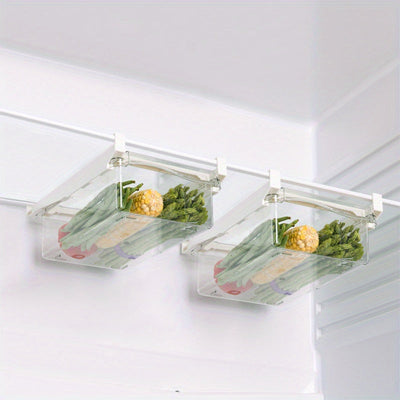 2-Unidades de Cajones de Organizador de Refrigerador Montado en Pared FreshFit - Almacenamiento de Productos Frescos y Huevos Seguros para la Frescura de la Cocina