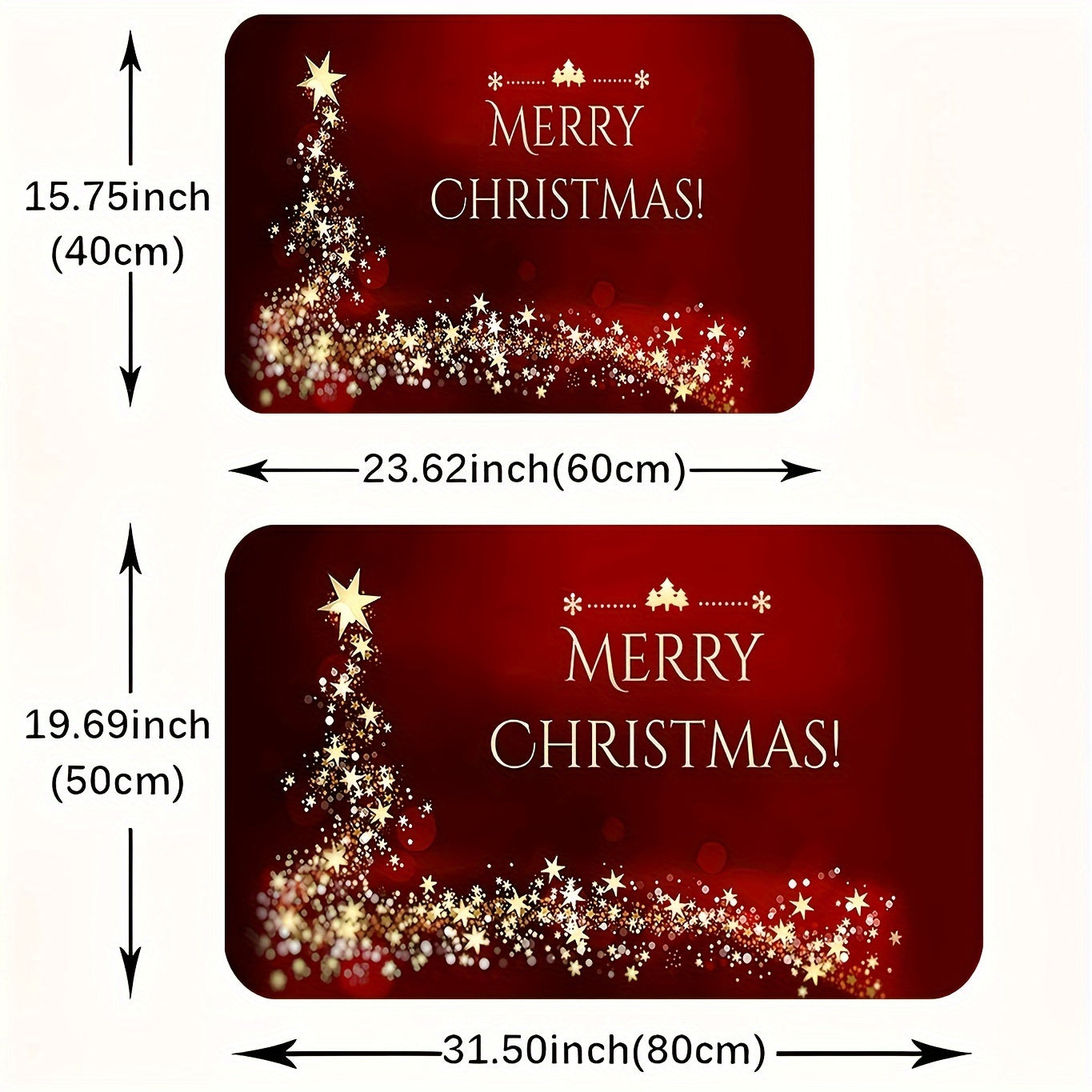 Tapete de bienvenida navideño con diseño de estrella brillante - Antideslizante, fácil de limpiar, lavable en máquina, tapete de poliéster para sala de estar, dormitorio, cocina, oficina y decoración navideña.