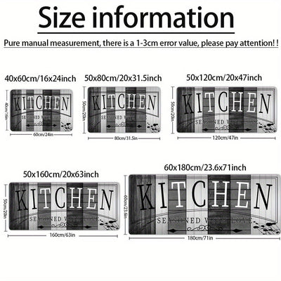 Tapete de cocina absorbente de impresión premium - Tapete de piso de poliéster duradero y antideslizante con diseño "KITCHEN", ideal para entrada, sala de lavandería, baño, pasillo, sala de estar, decoración de dormitorio, tapete de sala de lavandería |