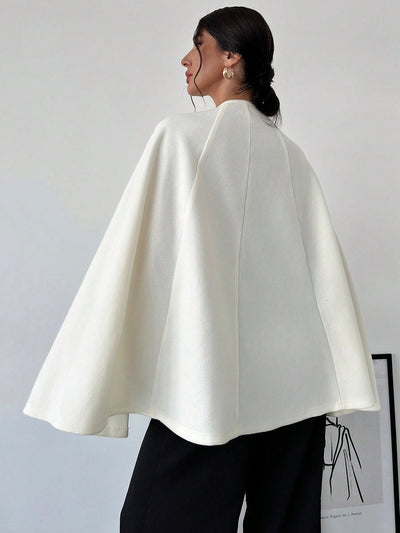 Prive capa/poncho sobrecapa de unicolor elegante y minimalista de color albaricoque para mujer