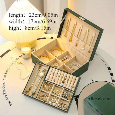 1pc Caja de Joyería de Lujo con Cerradura - Estuche de Almacenamiento Elegante para Pendientes, Anillos, Collares, Pulseras - Diseño Portátil y Compacto con Múltiples Compartimentos, Otros (Cajas y Organizadores de Joyería)