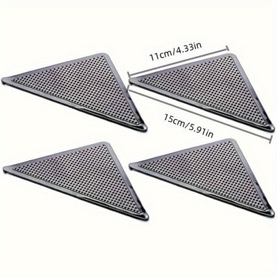 Juego de 8 Sujetadores de Alfombras de Silicona Negra - Reutilizables y Lavables, Alfombrillas Antideslizantes para Suelos de Madera y Azulejos, Soportes de Esquina Adhesivos de Doble Cara