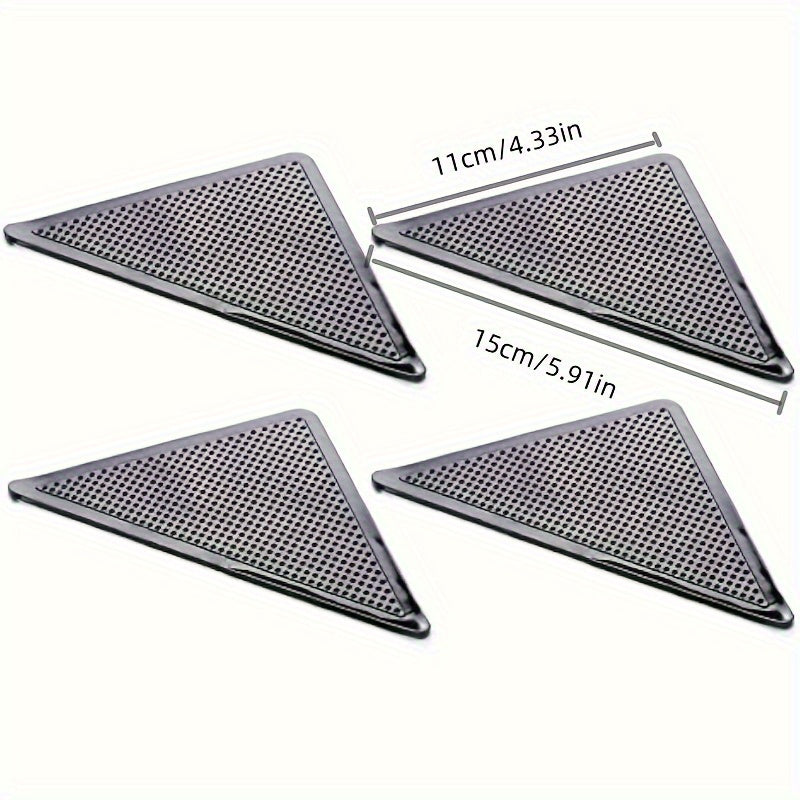 Juego de 8 Sujetadores de Alfombras de Silicona Negra - Reutilizables y Lavables, Alfombrillas Antideslizantes para Suelos de Madera y Azulejos, Soportes de Esquina Adhesivos de Doble Cara