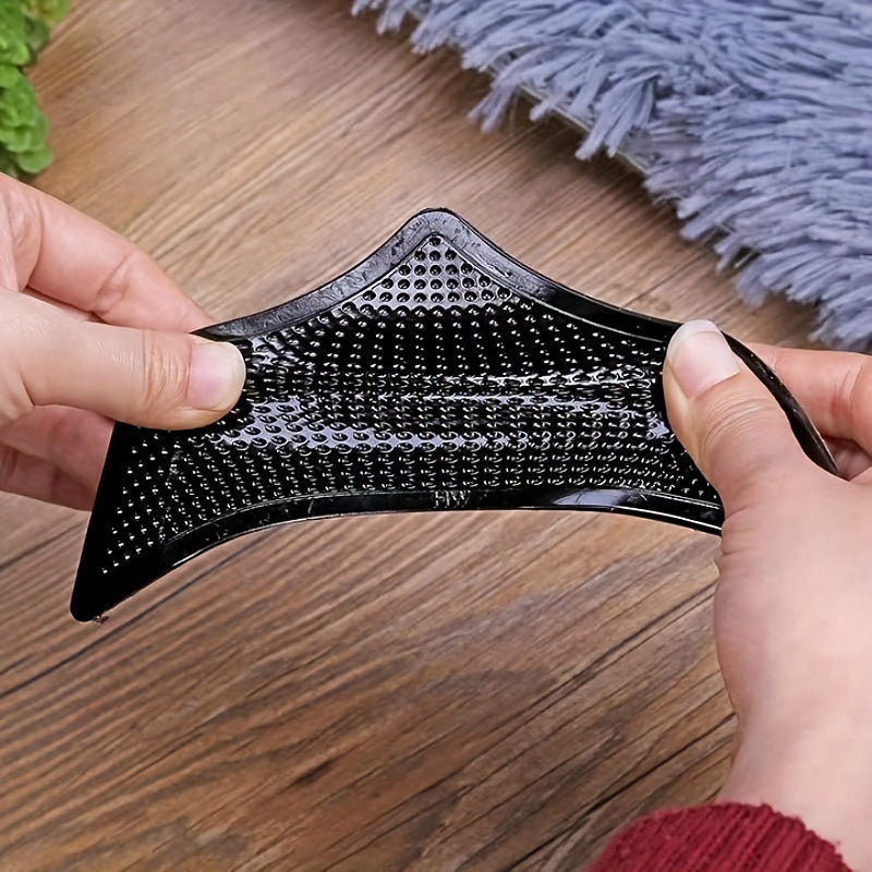 Juego de 8 Sujetadores de Alfombras de Silicona Negra - Reutilizables y Lavables, Alfombrillas Antideslizantes para Suelos de Madera y Azulejos, Soportes de Esquina Adhesivos de Doble Cara