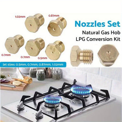 Kit de Boquillas para Estufa de Gas de 5 Piezas 0.5/0.7/0.7/0.87/1.02mm para Repuestos de Estufas de Gas Comerciales