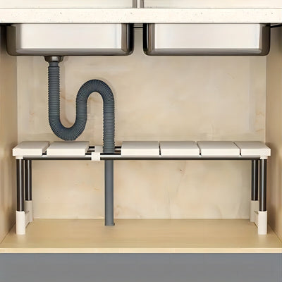 Organizador Ajustable y Versátil para Debajo del Fregadero - Acero Inoxidable y Plástico, Estante de Almacenamiento Multinivel para Armarios de Cocina y Baño, Diseño que Ahorra Espacio