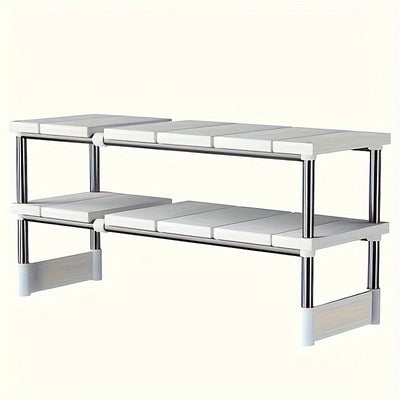 Organizador Ajustable y Versátil para Debajo del Fregadero - Acero Inoxidable y Plástico, Estante de Almacenamiento Multinivel para Armarios de Cocina y Baño, Diseño que Ahorra Espacio