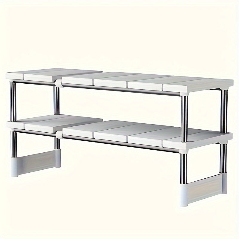 Organizador Ajustable y Versátil para Debajo del Fregadero - Acero Inoxidable y Plástico, Estante de Almacenamiento Multinivel para Armarios de Cocina y Baño, Diseño que Ahorra Espacio