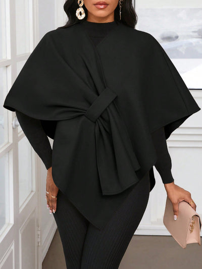 Lady poncho para mujer con diseno de drapeado en la cintura y lazo